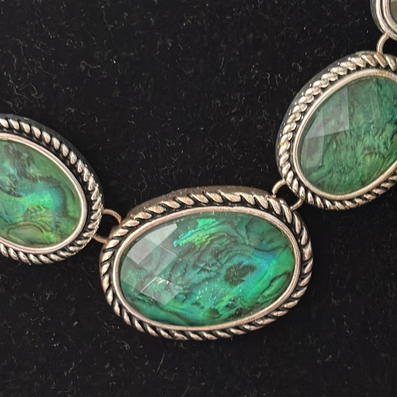 Napier Green Stone Collar Statement Necklace 19” - Picture 2 of 4